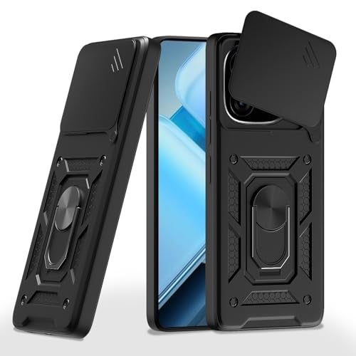 Pikkme Back Cover for iQOO Neo 10R 5G / iQOO Z9 Turbo 5G / Vivo Y200 GT 5G | Sliding Camera Shield with Ring Stand | D10 Full Camera Protection Bumper Case (Black) - Image 1