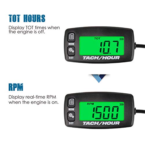 Runleader Digital Maintenance Tach/Hour Meter,Battery Replacement for Small Gas Engine,Used on Riding Lawn Tractor Generator Compressor Chainsaws Outboard Motor Pressure Washers - Image 2