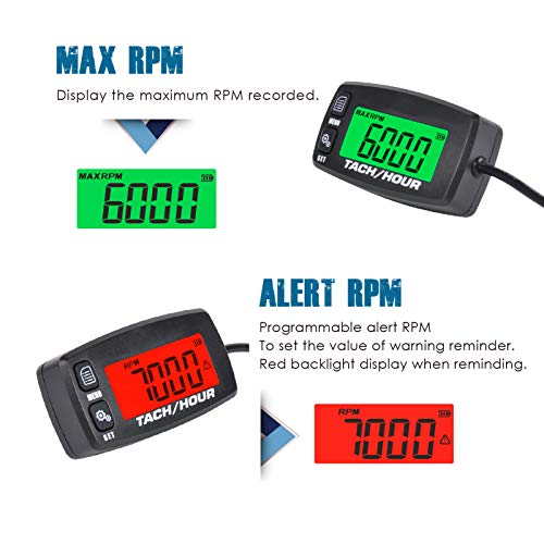 Runleader Digital Maintenance Tach/Hour Meter,Battery Replacement for Small Gas Engine,Used on Riding Lawn Tractor Generator Compressor Chainsaws Outboard Motor Pressure Washers - Image 5
