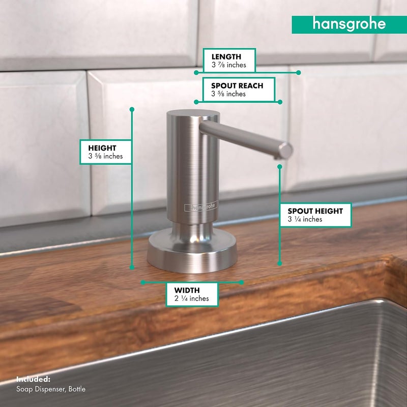 Hansgrohe Talis Modern Soap Dispenser in Stainless Steel Optic - Image 5