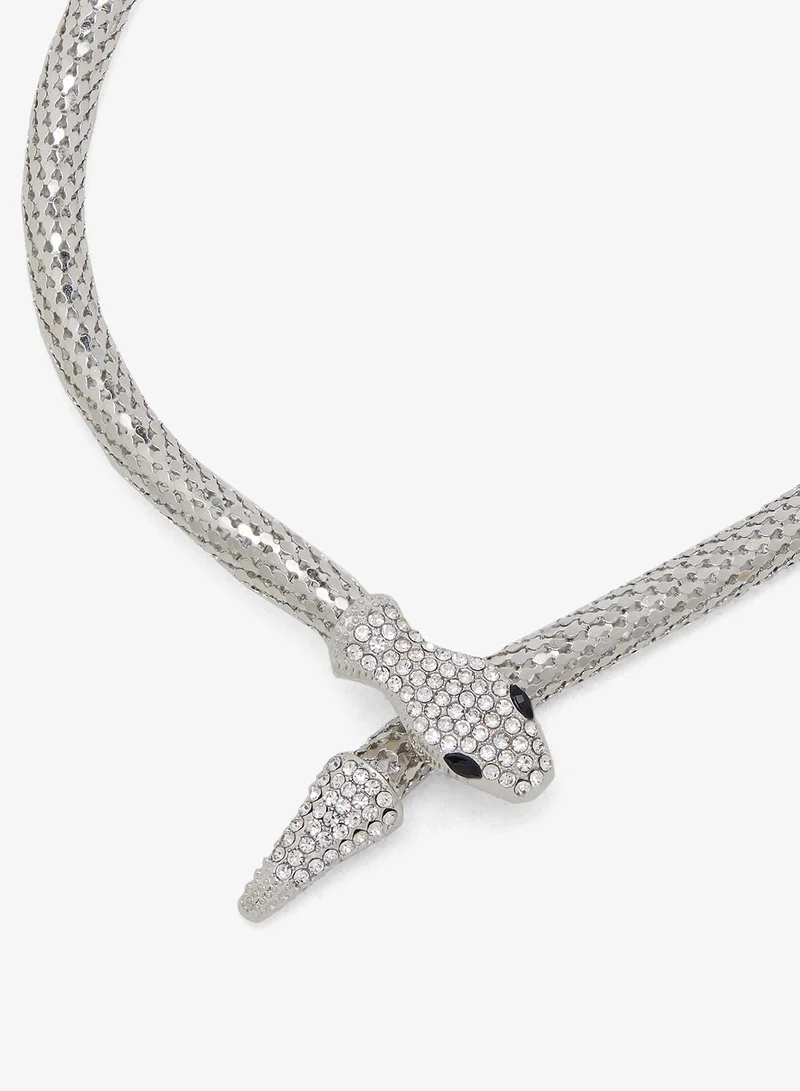 Ella Limited Edition Silver Snake Choker Statement Necklace for Women | Best Price UAE