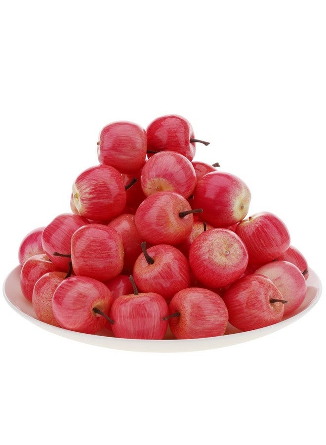 جريسورث 30 قطعة من زينة التفاح الاصطناعي الوردي الصغيرة، فاكهة وهمية، حفلة منزلية، مطبخ، عرض طعام، ألعاب - 3.5 سم - Image 1