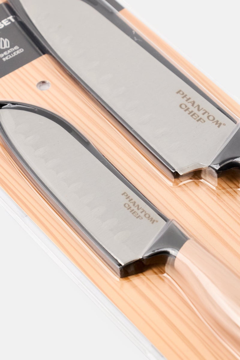 Phantom Chef 2 Pieces Wood Stainless Steel Knife Set, Tan - Image 4