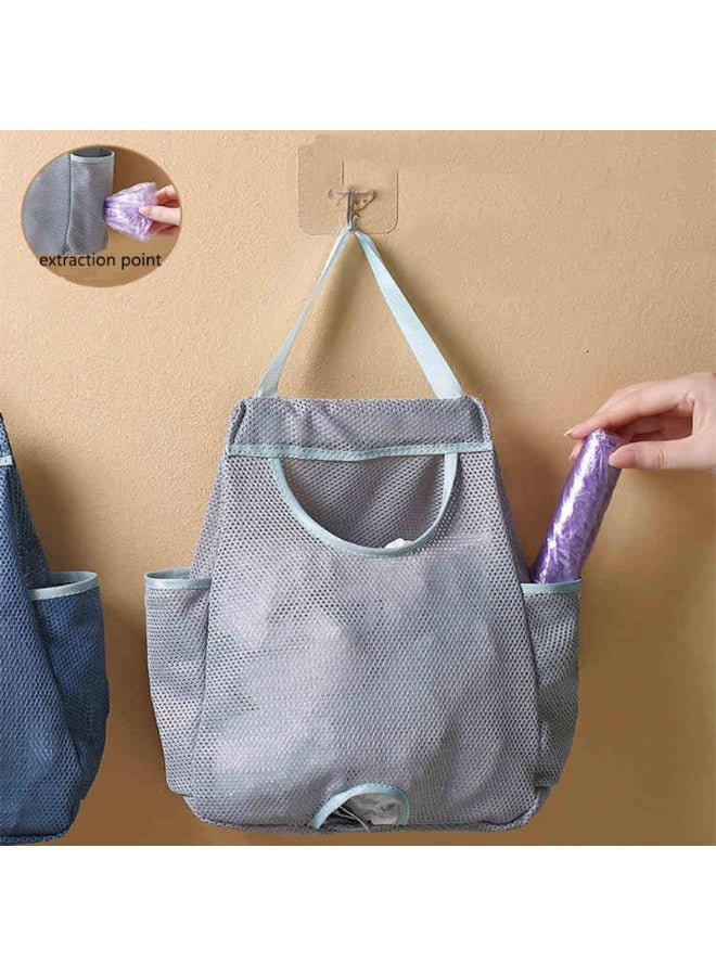 1 Piece Wall Mounted Mesh Trash Bag Dispenser - Washable Plastic Bag Holder and Kitchen Storage Organizer (Gray) - Image 3