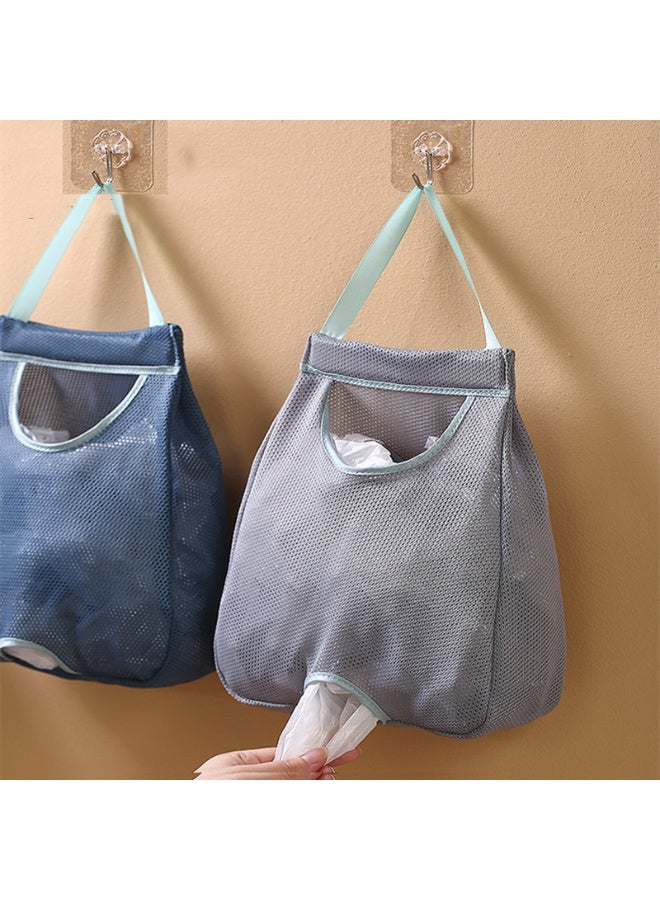 1 Piece Wall Mounted Mesh Trash Bag Dispenser - Washable Plastic Bag Holder and Kitchen Storage Organizer (Gray) - Image 1