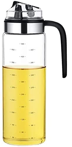 FEBLICH Auto Open Cooking Oil Bottle 550ML Glass Olive Oil Bottle Auto Flip Dispenser For Kitchen Cooking Baking BBQ Glass Bottle With NonSlip Handle For Olive Oil Vinegar Soya Sauce - Image 1