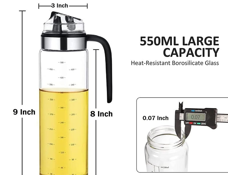 FEBLICH Auto Open Cooking Oil Bottle 550ML Glass Olive Oil Bottle Auto Flip Dispenser For Kitchen Cooking Baking BBQ Glass Bottle With NonSlip Handle For Olive Oil Vinegar Soya Sauce - Image 5