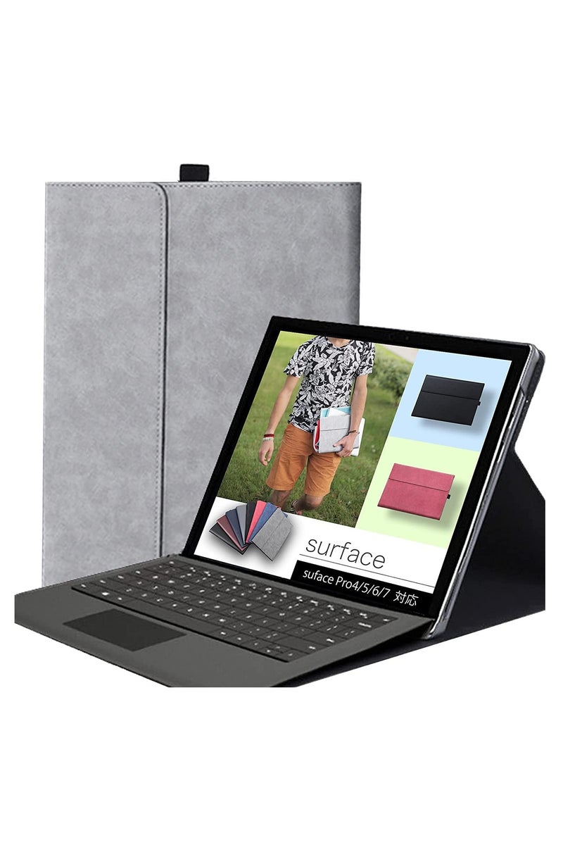 Protective Case for Surface Pro 7/Pro 6/Pro 5/Pro 4 Tablet,Surface12.3 Inch Case, Compatible with Type Cover Keyboard, Business Cover with Pen Holder,Gray - Image 1