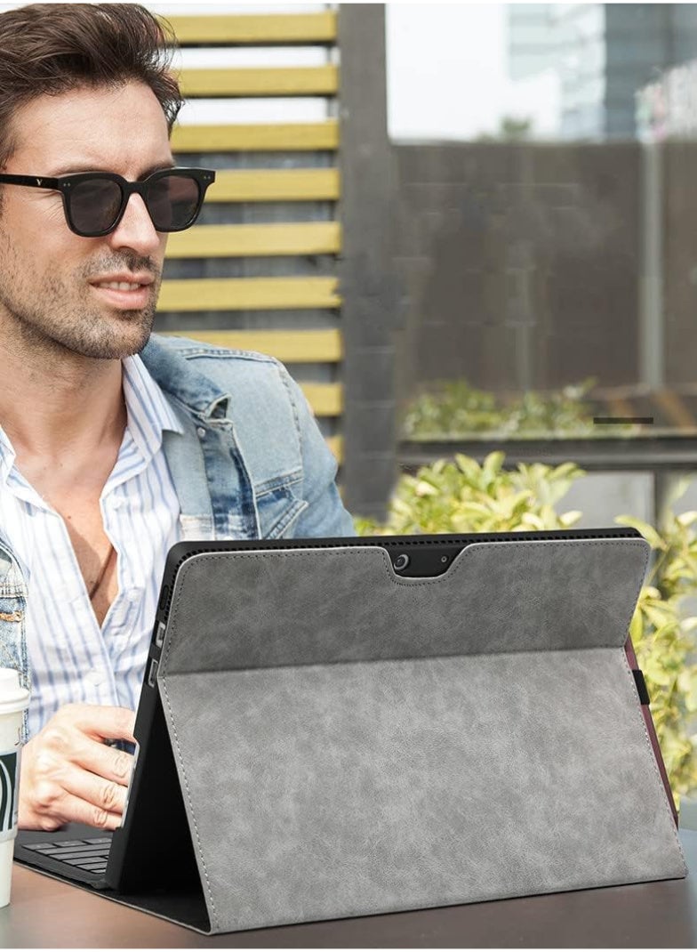 Protective Case for Surface Pro 7/Pro 6/Pro 5/Pro 4 Tablet,Surface12.3 Inch Case, Compatible with Type Cover Keyboard, Business Cover with Pen Holder,Gray - Image 2
