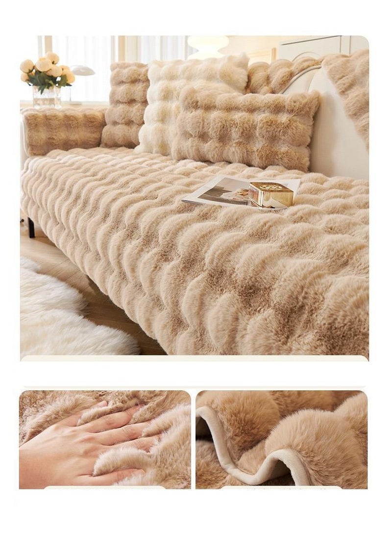 BAIG 3Pcs Set Plush Sofa Cover Anti-pill Sofa Cover Thicken Warm Sofa Seat Mat Full Coverage Pet Hair Proof Slipcover Non Slip Elastic - Image 1