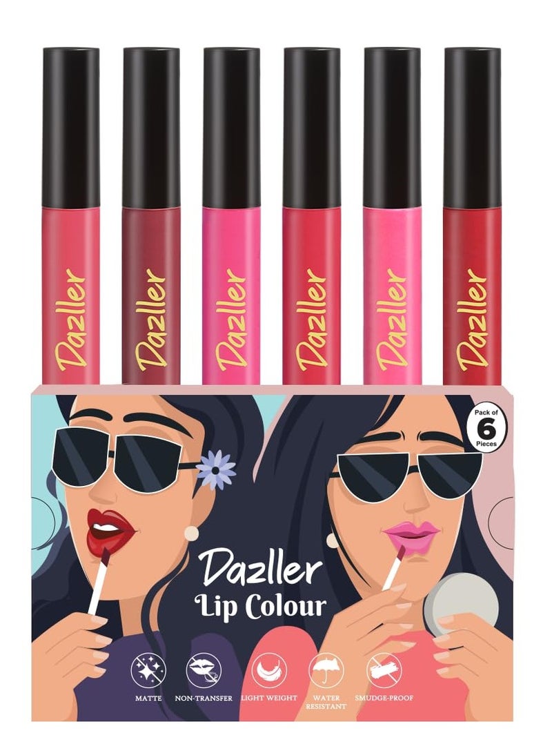 Dazller Lip Colour 3.6g Pink Punch Pack of 6 Lightweight Untra intense Matte Smudge proof - Image 1