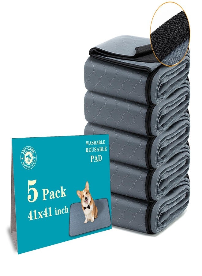 Bunlitent Washable Pee Pads for Dogs 41" x 41", 5 Pack, Reusable Puppy Pads, Dog Training Pads with Quick Dry, Large Anti-Slip Whelping Pad for Pet, Playpen, Incontinence, Housebreaking - Image 1