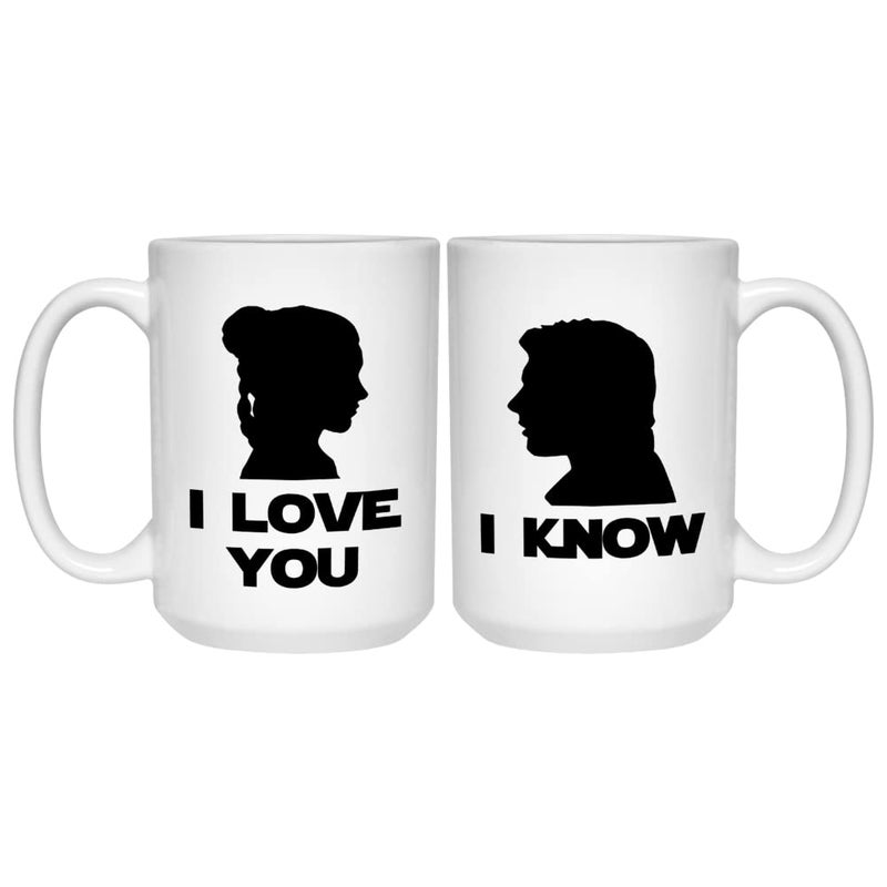 Couple Mug 15 oz I Love You I Know Mugs 2 Pack Mrs and Mr Cup Set Gift Idea for Couples Wedding Engagement Husband Wife Valentines Day Presents White
