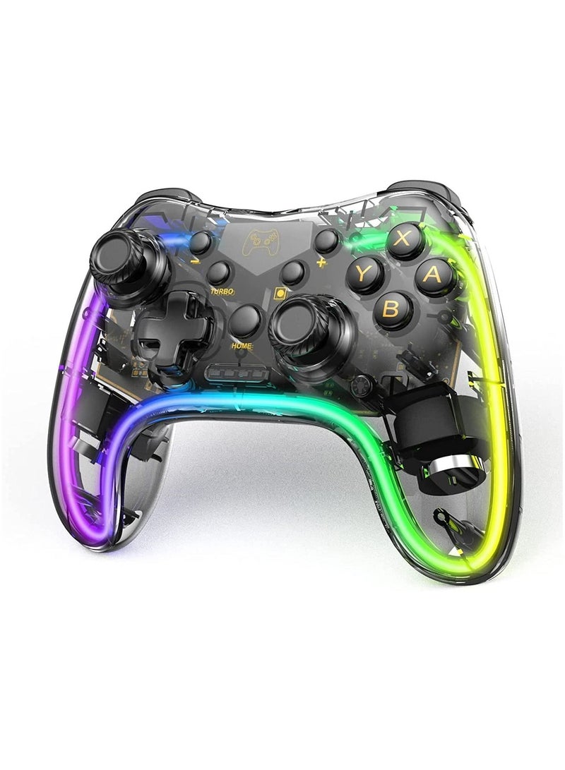 Wireless Game Controller for Nintendo Switch Pro Lite and OLED (Transparent Black) - Image 1