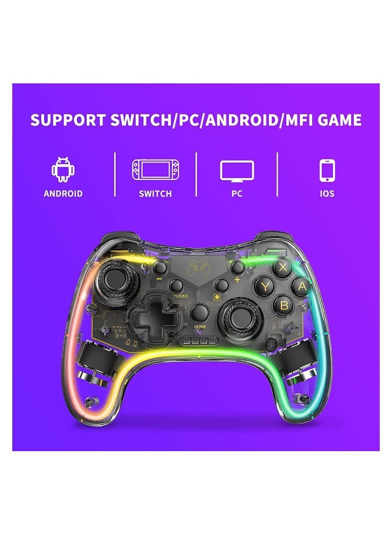 Wireless Game Controller for Nintendo Switch Pro Lite and OLED (Transparent Black) - Image 4
