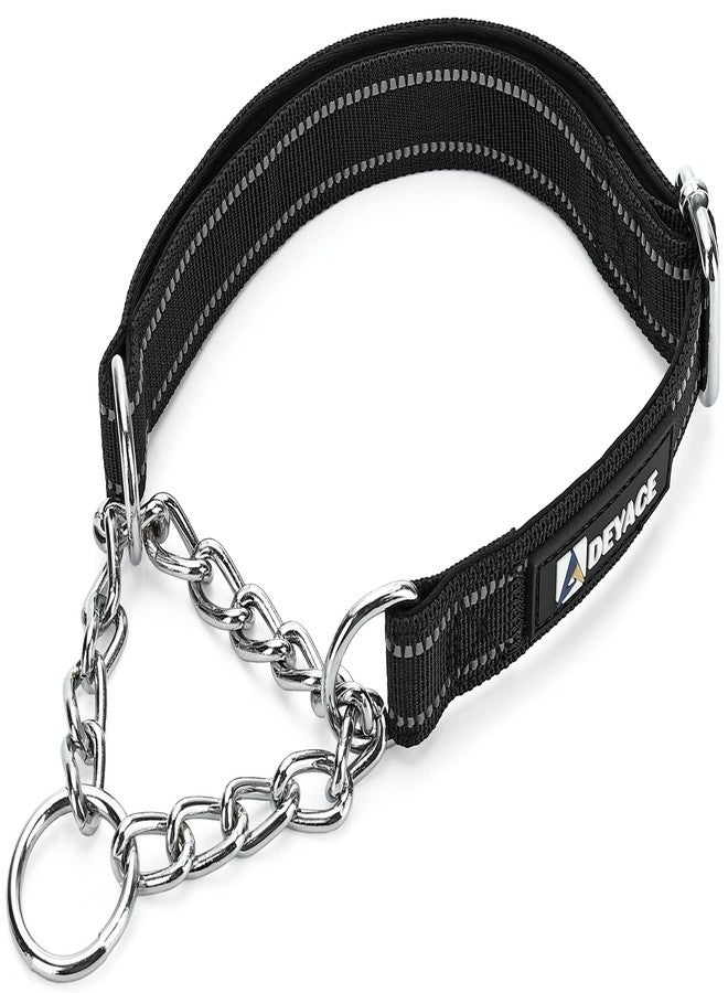 DEYACE Martingale Collar for Dogs Large Breed, Adjustable Reflective Stainless Steel Chain Collar with Comfortable Soft Padded for Training Dogs - Image 1