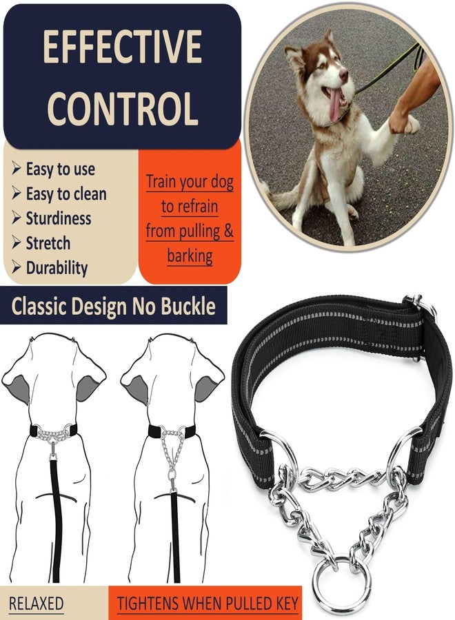 DEYACE Martingale Collar for Dogs Large Breed, Adjustable Reflective Stainless Steel Chain Collar with Comfortable Soft Padded for Training Dogs - Image 2