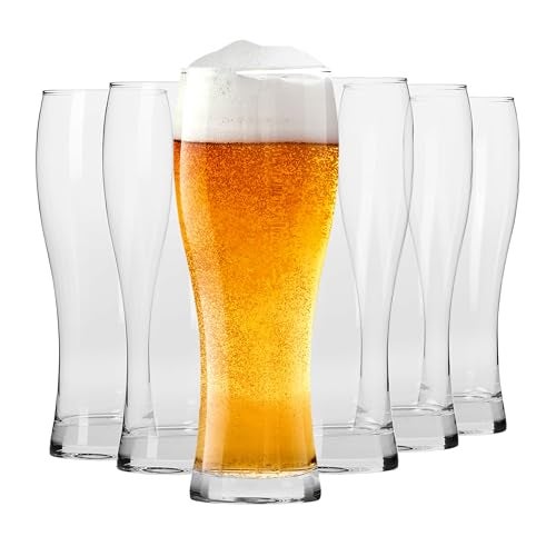 Krosno Chill Beer Glasses Set of 6 – 16.9 oz Pint Glasses (21.3 oz Total), Tall Beer Glasses for Lager, IPA, APA & Craft Beer, Clear Drinking Glasses, Dishwasher Safe, Made in Europe - Image 1