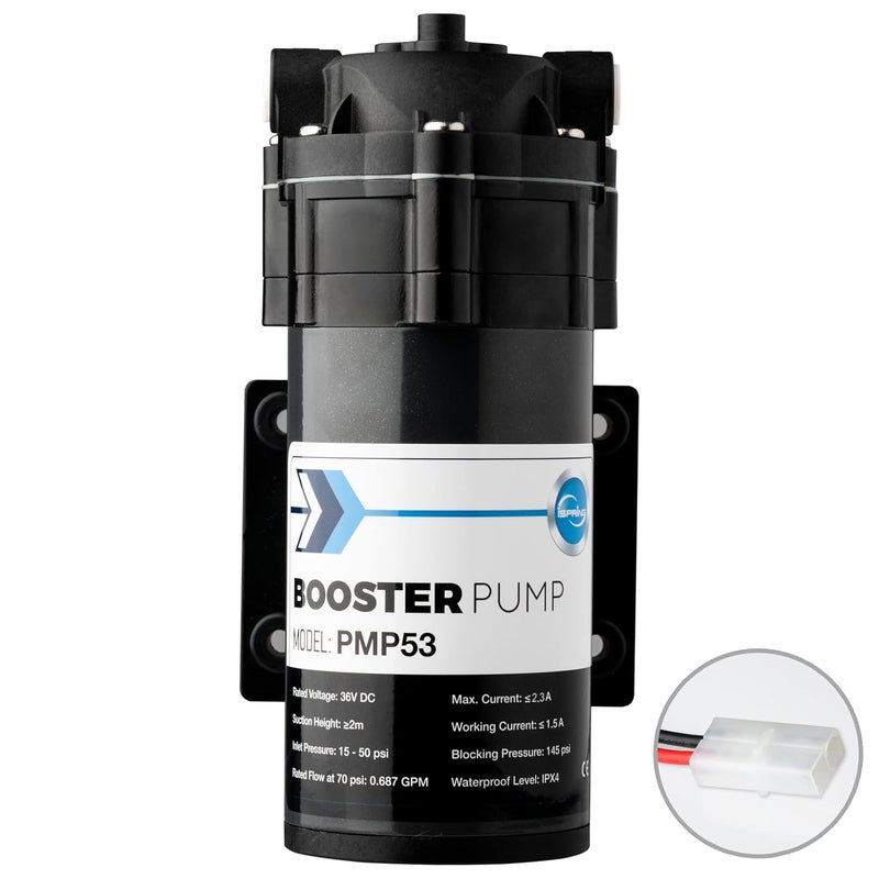 iSpring iSpring PMP53 Booster Pump for RCS5T Reverse Osmosis System Replacement Pump for iSpring RCS5T Upgraded Version of PMP500 with the Prewired QuickConnection Black  - Image 2