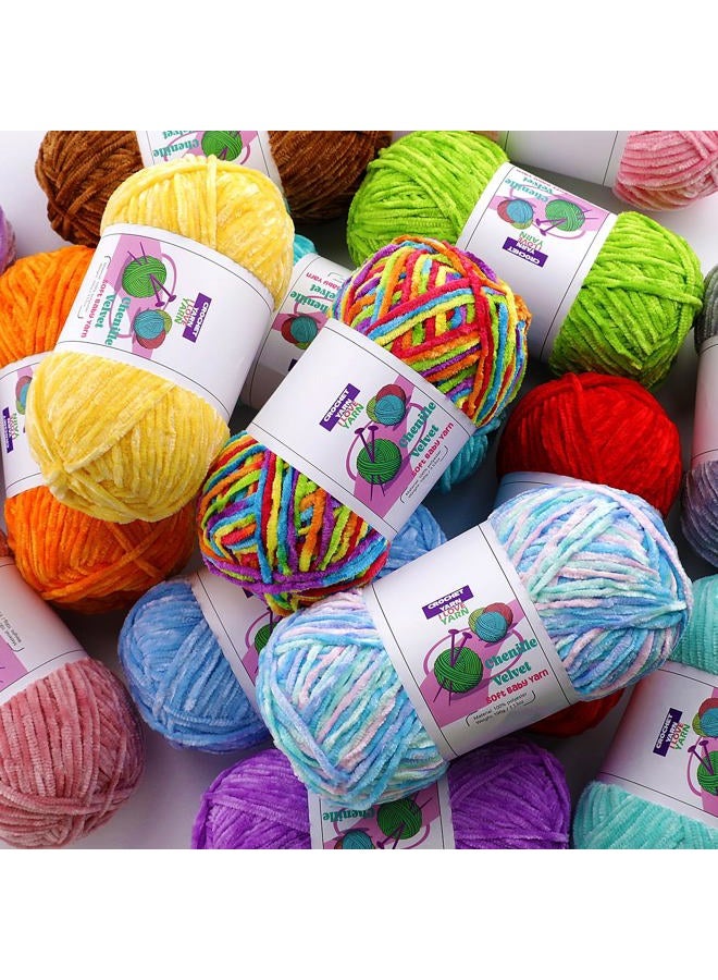 DAERBOF 3 Skeins Soft Fluffy Velvet Yarn, Chenille Chunky Yarn for Hand Knitting and Crocheting DIY Craft, Amigurumi Crochet Yarns（3×196.8yds, 3×3.5oz） (Orange) - Image 4