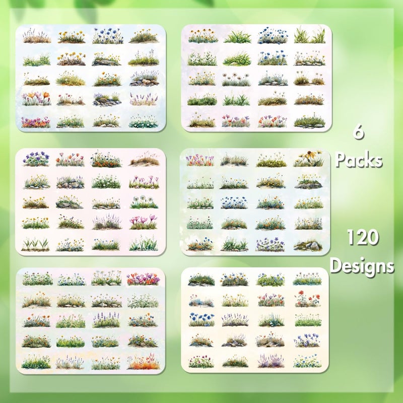 OKUPAN Scrapbook Flower Stickers(120Pcs) - journaling Stickers for Scrapbooking Adult Junk Journal Supplies Card Making Home Deco DIY Crafts Water Bottle - Image 5