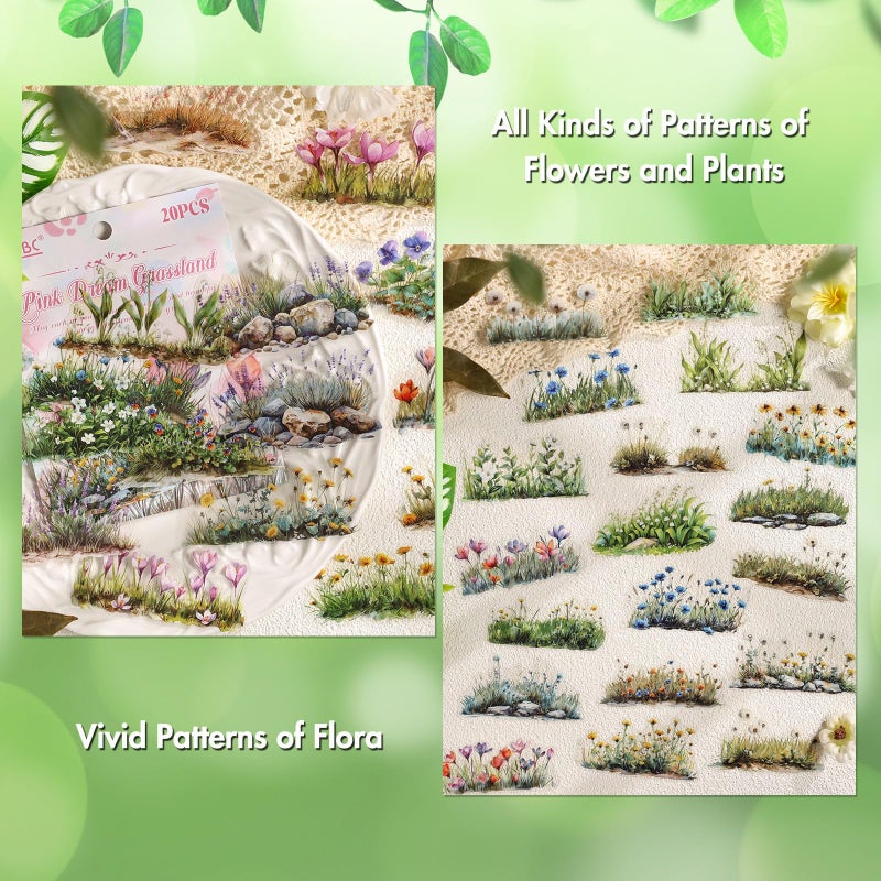OKUPAN Scrapbook Flower Stickers(120Pcs) - journaling Stickers for Scrapbooking Adult Junk Journal Supplies Card Making Home Deco DIY Crafts Water Bottle - Image 4