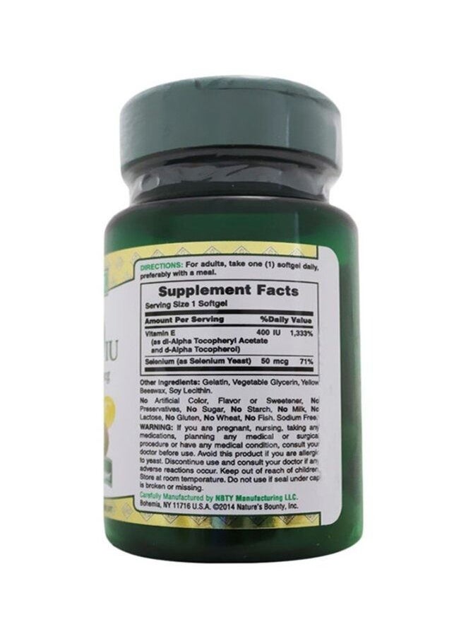 NATURE'S BOUNTY Vitamin E-400 Iu With Selenium 50Mcg - 30 Softgels  - Image 2