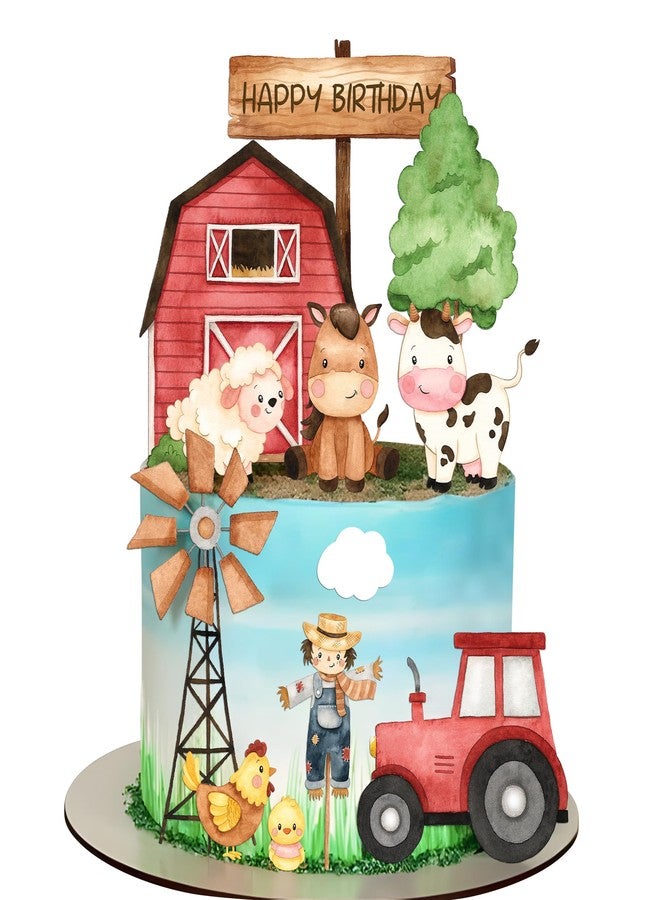 ELEFOCUS Farm Cake Toppers for Farm Birthday Cake Decorations Farm Animlas Cake Toppers for Farm Birthday Party Decorations Farm Cupcake Toppers Party Supplies (Blue) - Image 1