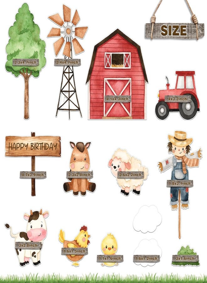 ELEFOCUS Farm Cake Toppers for Farm Birthday Cake Decorations Farm Animlas Cake Toppers for Farm Birthday Party Decorations Farm Cupcake Toppers Party Supplies (Blue) - Image 2