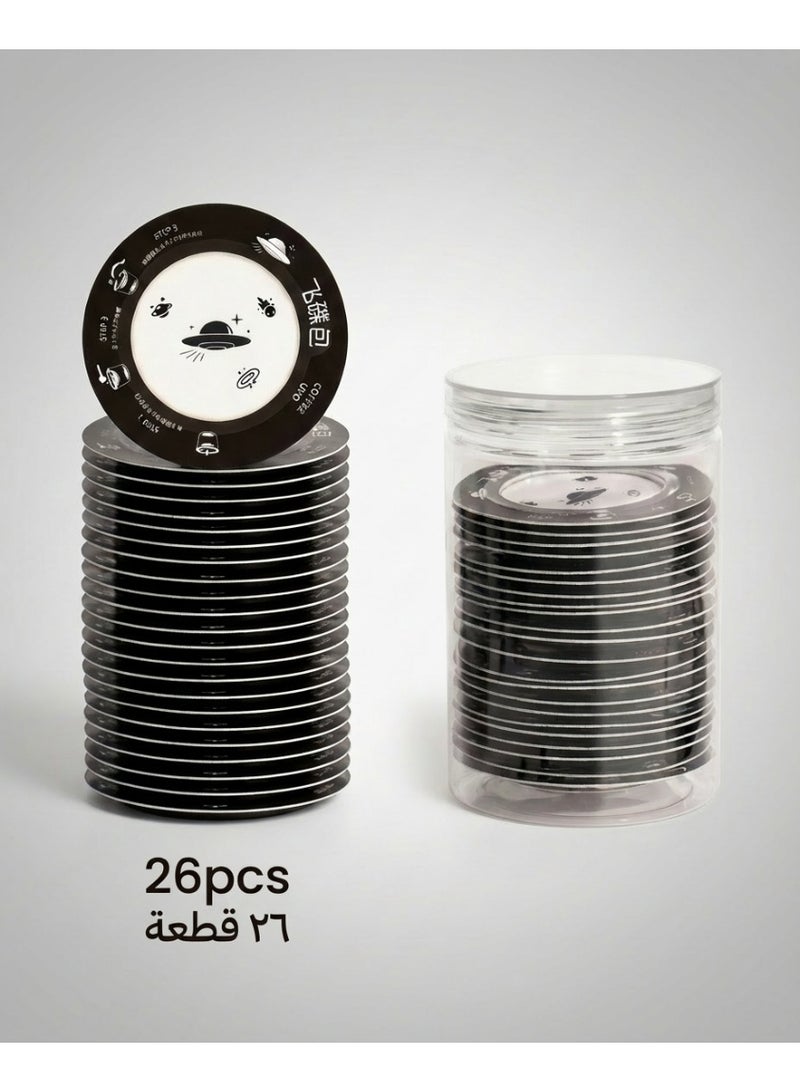 فلاتر قهوة تقطير شكل UFO (استخدام مرة واحدة) - بديل V60 المحمول للسفر والمكتب والرحلات - تناسب الأكواب 6.5-9 سم - مع علبة تخزين (26 قطعة، أسود) - Image 1