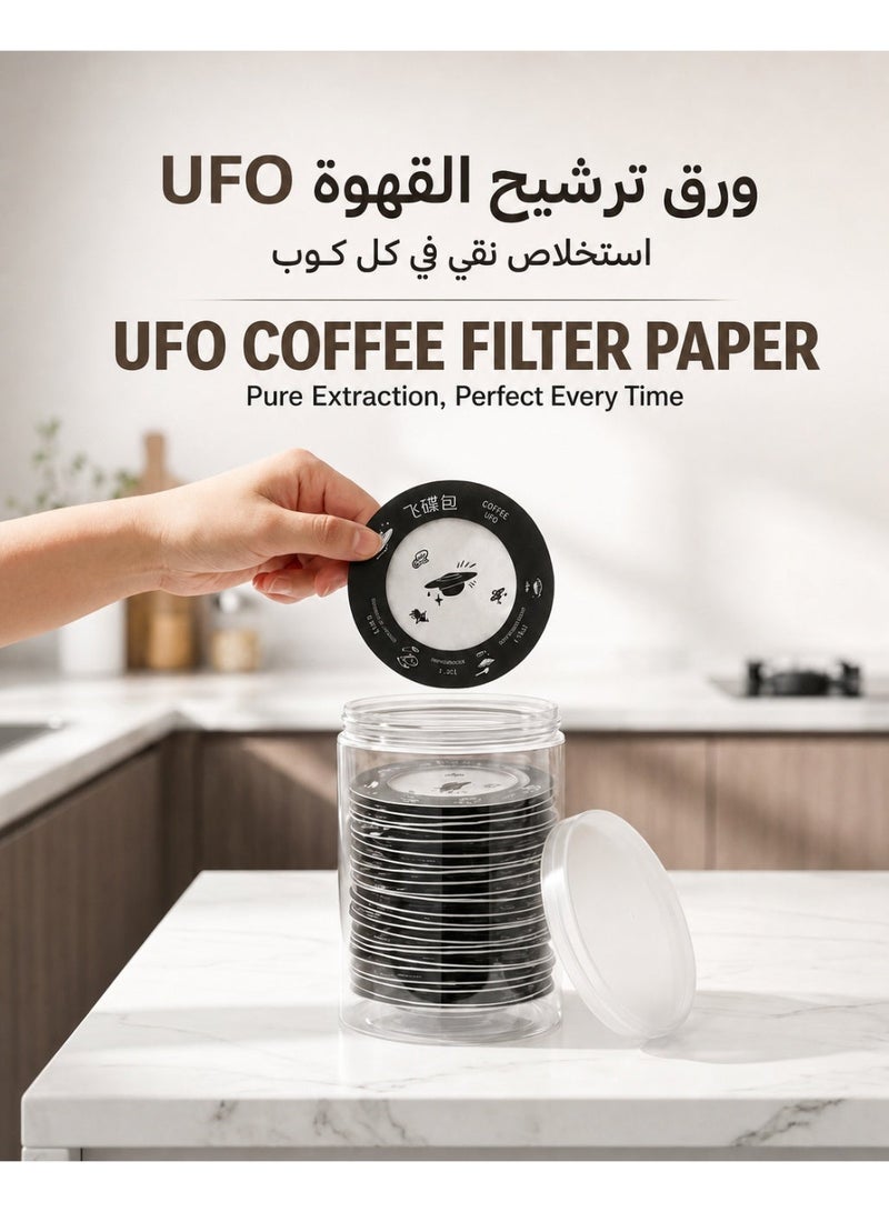 فلتر قهوة 26 قطعة، اكياس فلتر القهوة بالتنقيط ورقية بديل V60، فلتر قهوة UFO محمول للسفر والتخييم، بدون قمع، فلاتر قهوة معلقة للمكتب والمنزل - Image 3