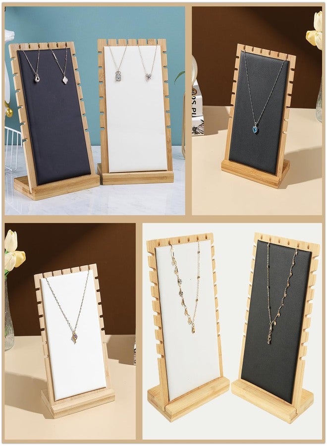 SWTOOL Necklace Jewelry Display Stand with Leather Soft Mat Bamboo Jewelry Stand Holder Organizer Jewelry Hanger Display for Necklaces - Image 4