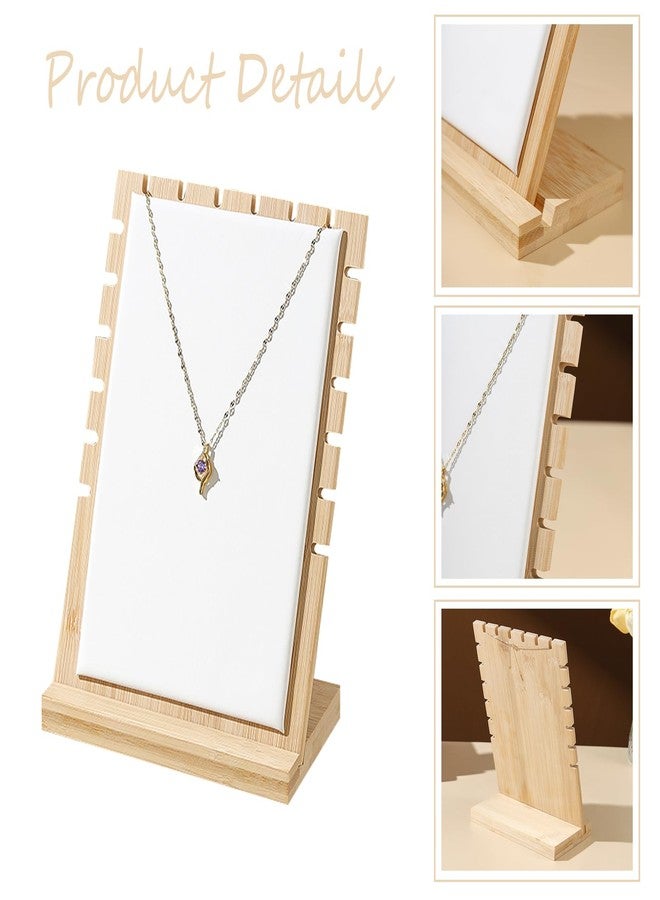 SWTOOL Necklace Jewelry Display Stand with Leather Soft Mat Bamboo Jewelry Stand Holder Organizer Jewelry Hanger Display for Necklaces - Image 3