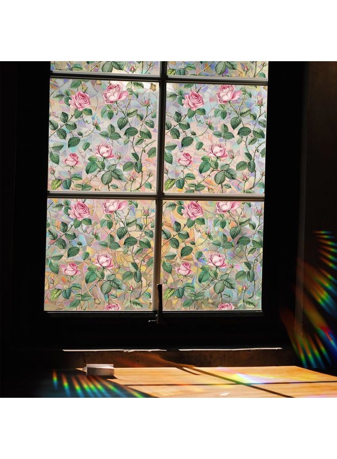 Yeysynana Window Film, Decorative Flower Window Privacy Film, Pink Rose Floral Double Sided Static Glass Window Clings Stickers for Home Office Living Room Bathroom room Glass Windows Door Decor - Image 5