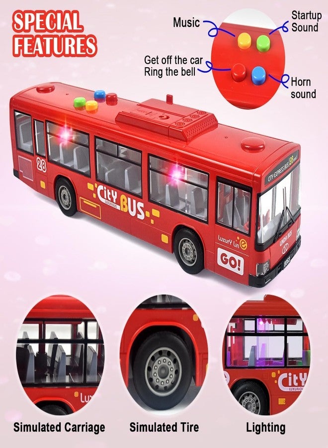 Space Enterprises Big Bus Friction Powered with Lights and Music openable Door Toy for Kids (Red Color) - Image 2
