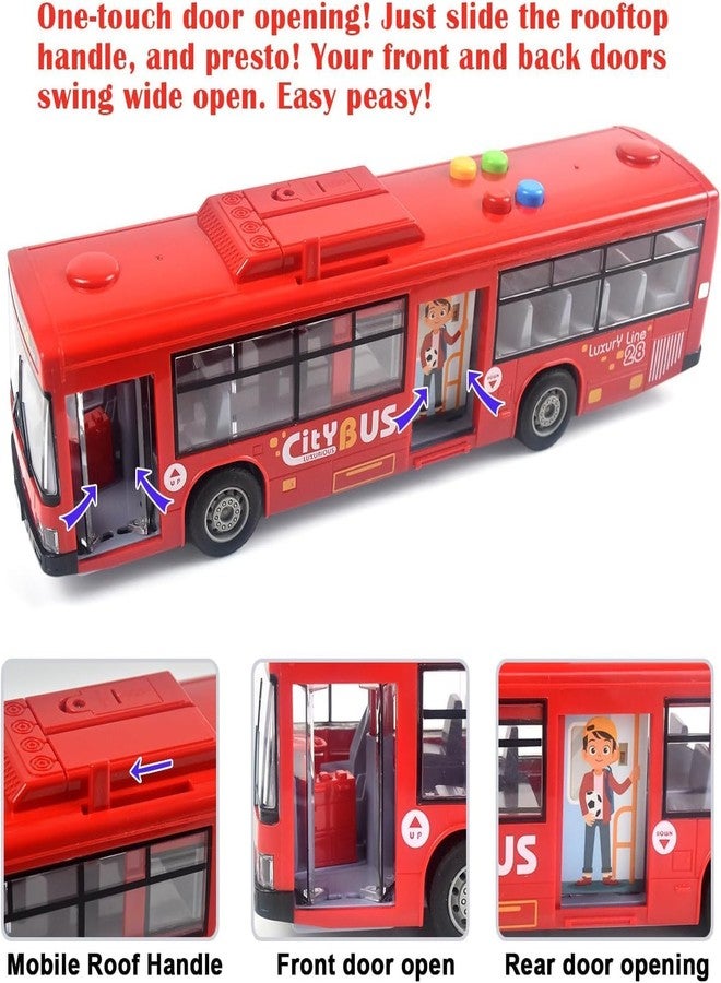 Space Enterprises Big Bus Friction Powered with Lights and Music openable Door Toy for Kids (Red Color) - Image 3