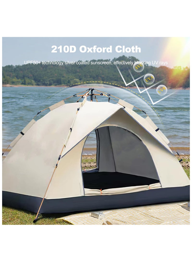 Camping Tent for 3-4 Person, Portable Automatic Pop Up Tent, Double Layer, Waterproof Easy Setup, Lightweight Dome Tent for Outdoor, Traveling, Hiking, Fishing, Picnic and Backyard Camping