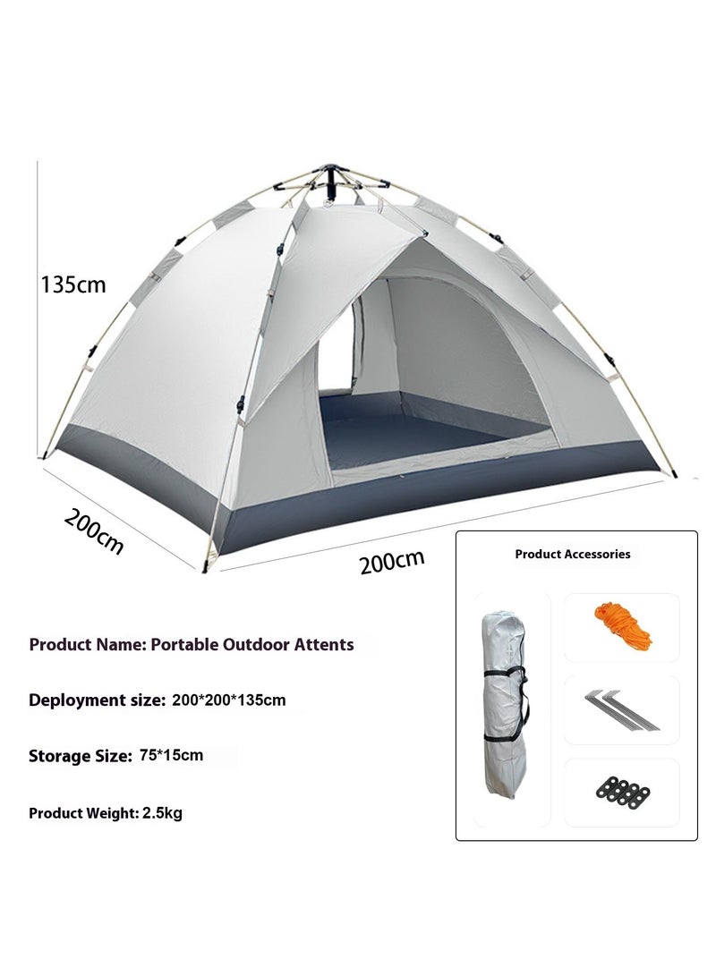 Camping Tent for 3-4 Person, Portable Automatic Pop Up Tent, Double Layer, Waterproof Easy Setup, Lightweight Dome Tent for Outdoor, Traveling, Hiking, Fishing, Picnic and Backyard Camping