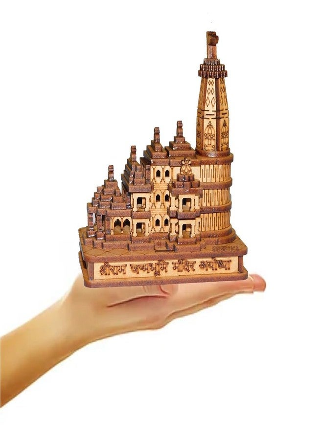 SIGNISTICS Shree Ram Mandir Ayodhya Model Temple Small Very Beautifully Hand Crafted MDF Polished Board for Car Dash Board, Office, Study, Table, Gift, etc (Small 4 x 3 x 2 Inches) - Image 1