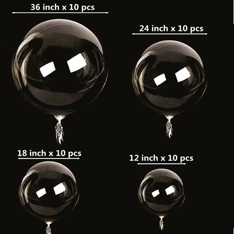UZER Clear Bobo Balloons 40 pieces, 4 Sizes Transparent Bubble Balloon,Different Sizes for Wedding Birthday Christmas Indoor Outdoor Party Decoration (12/18/24/36 inches) - Image 3