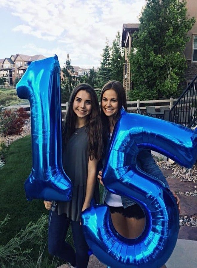 IWERP Navy Blue Number 15 Balloon 40 inch, 15 Number Balloon, 15th Navy Blue Birthday Decorations, 15 Year Old Girls Boys Blue Party Supplies - Image 3