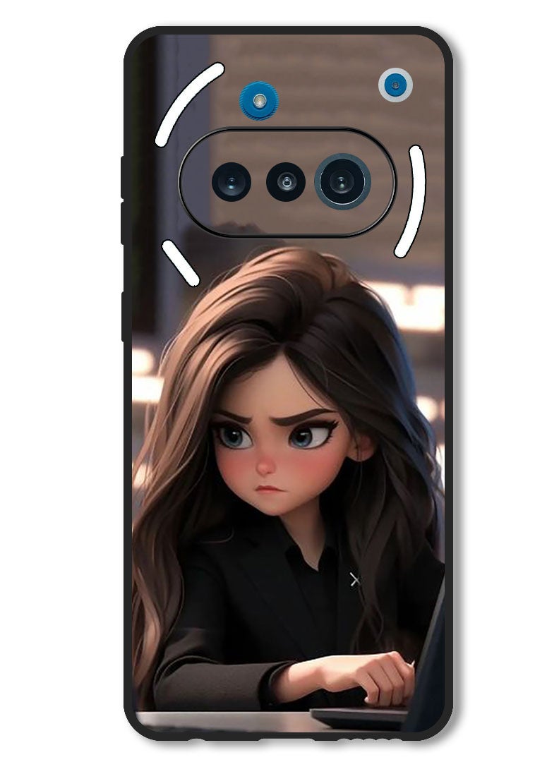 Theodor Case Compatible with Nothing Phone 3a Protection Shockproof Bumper Cover Angry Girl - Image 1