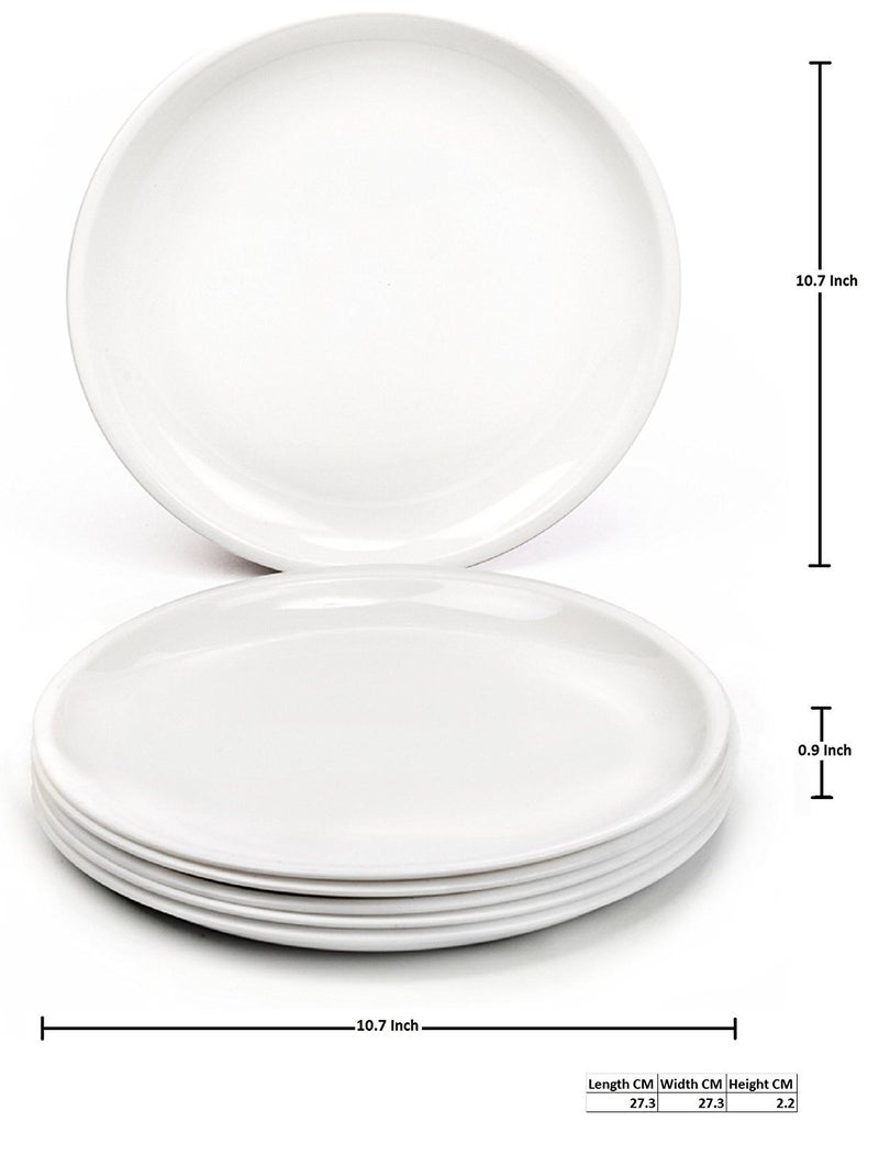 Coolkart 6 pcs Microwave Safe Unbreakable Round Full Plate White Made in India - Image 3
