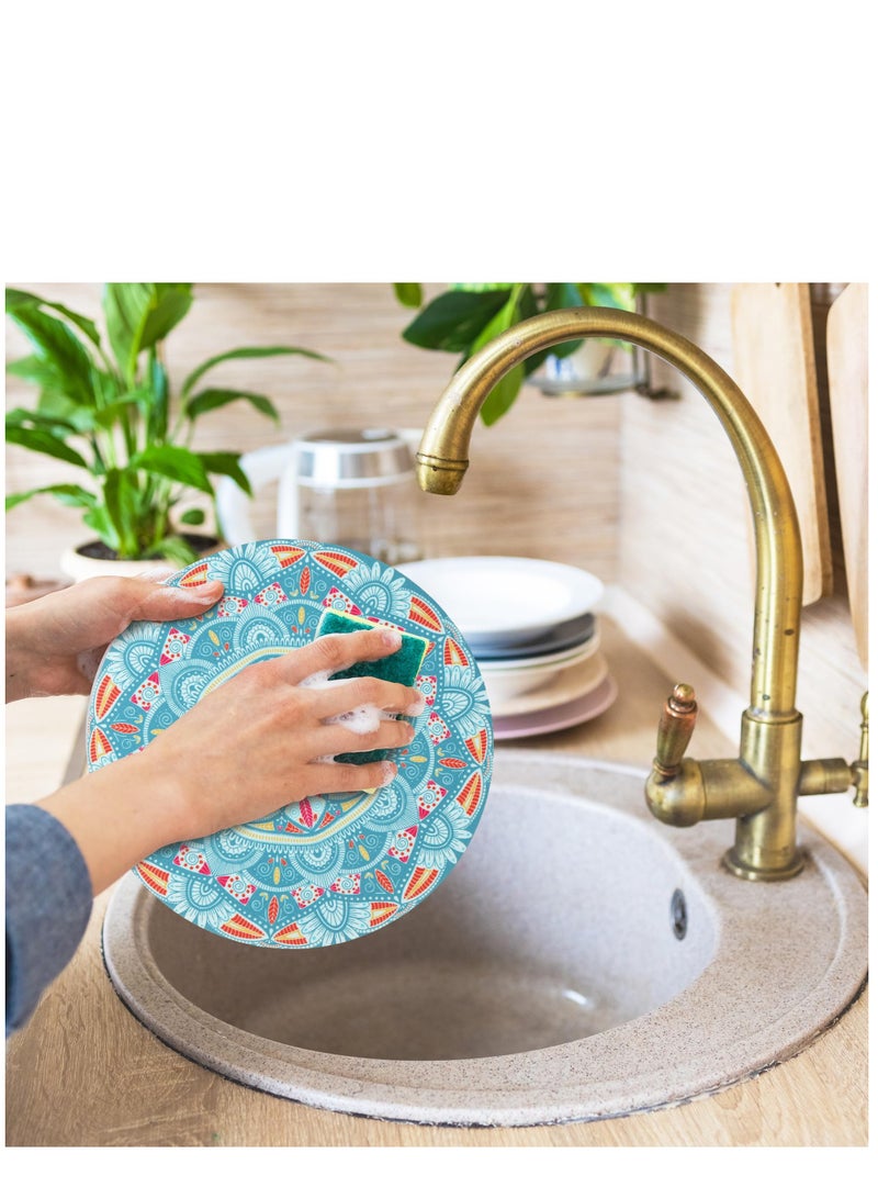 Excefore Placemats Set of 6, Round Mandala Place Mats, Heat Insulation Placemats Washable Non-slip Rubber Table Mats for Dinner Table Kitchen - Image 4