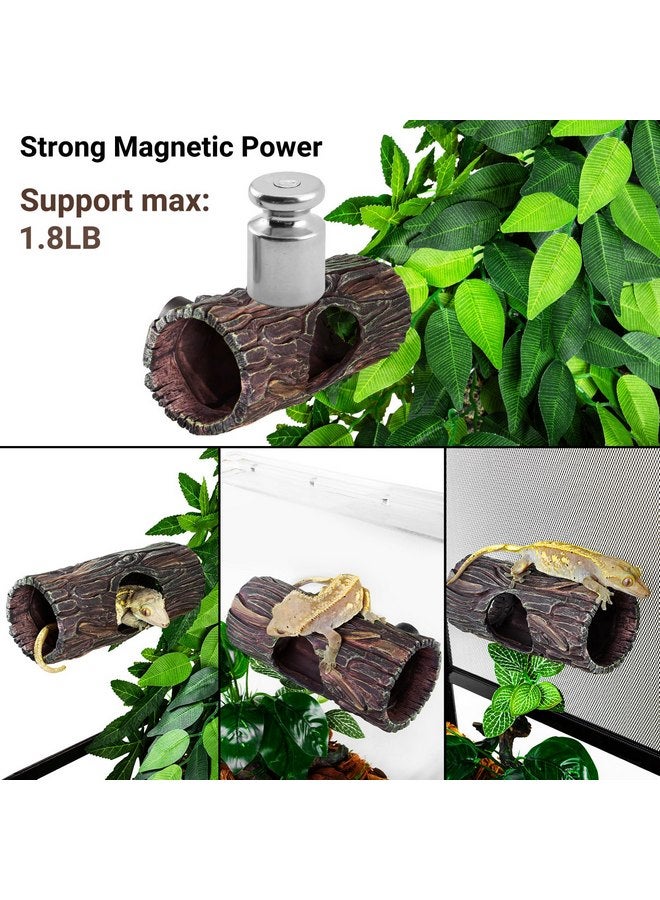 REPTIZOO REPTIZOO Magnetic Reptile Hide Cave Resin Hollow Tree Trunk Hideout, Gecko Hide with Strong Magnetic Reptile Climbing Toy Reptile Tank Accessories for Crested Gecko,Lizard, Terrarium Decor - Image 5