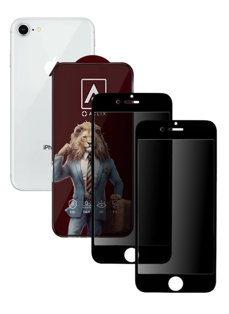 ACLIX 2 Pieces Antistatic ESD Dustproof Premium Quality High Definition Anti-Spy Privacy Tempered Glass Screen Protector Designed For  iPhone 8 - Image 1