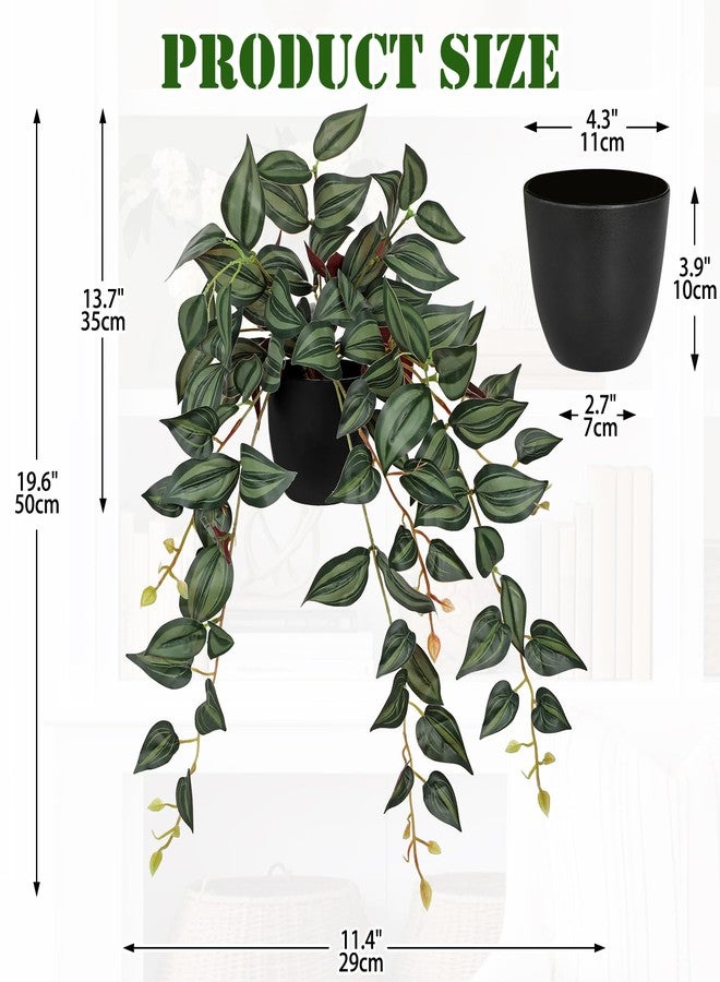 DILATATA Fake Plants Artificial Potted Plants 20 Inch Faux Peperomia Ivy Vine Plant Hanging Plant for Home Office Desk Shelf Indoor Outdoor Decor - Image 2