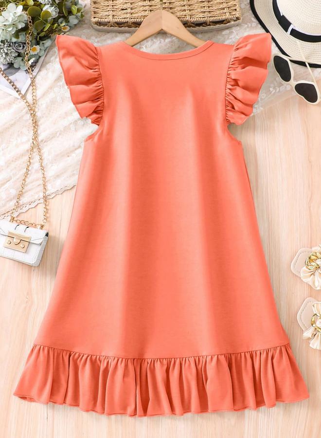 Take Two Girls Graphic Print Ruffled Sleeve Dress - Image 2