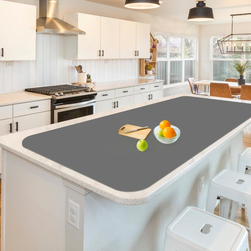 Silicone Mats for Kitchen Counter Treerit 4724x 2362 Extra Large Silicone Mat Nonslip Heat Resistant Kitchen Counter Mat Quartz Countertop Protector Shipped Rolled Up No Creases Gray