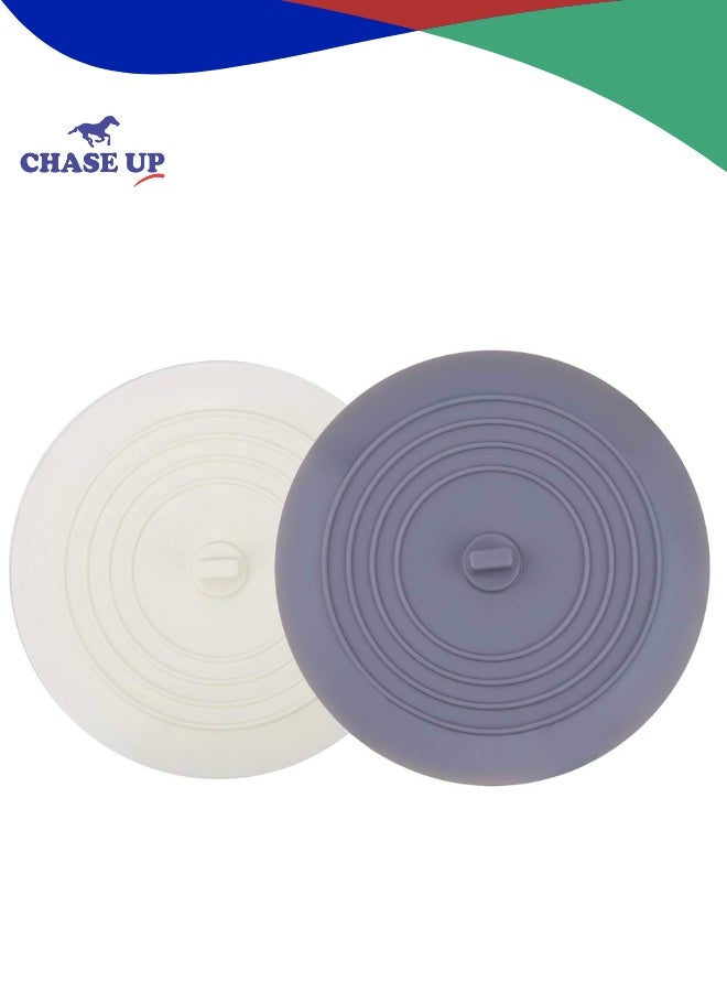 Chase Up Tub Stopper 2 Pack, 6 inches Large Silicone Drain Plug Hair Stopper Flat Suction Cover for Kitchen Bathroom Accessories and Laundry - Image 1